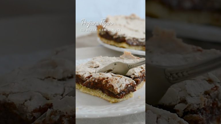 Prajitura Figaro 🍰 Blat fraged, gem cu nuca si bezea #shorts