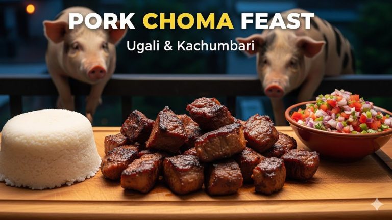 Pork Choma, Ugali & Kachumbari on my Balcony || Outdoor Cooking || BBQ pork on a jiko