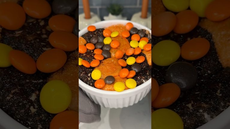 viral reeses smores dip recipe 🧡🖤🧡 #easydessert #easyrecipe #shorts #smores #reeses #recipe