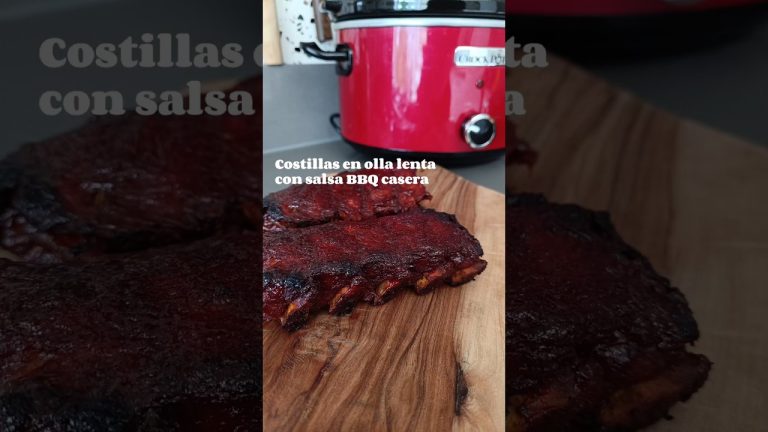 Costilla en olla lenta con salsa bbq casera. #costillas #ollalenta
