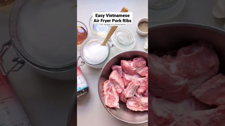Easy Vietnamese pork ribs air fryer recipe. Sweet, savory and sticky, packed full of flavor