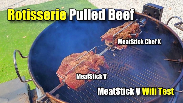 Chuck Roast Smoked on a Rotisserie For Some Juicy Pulled Beef!