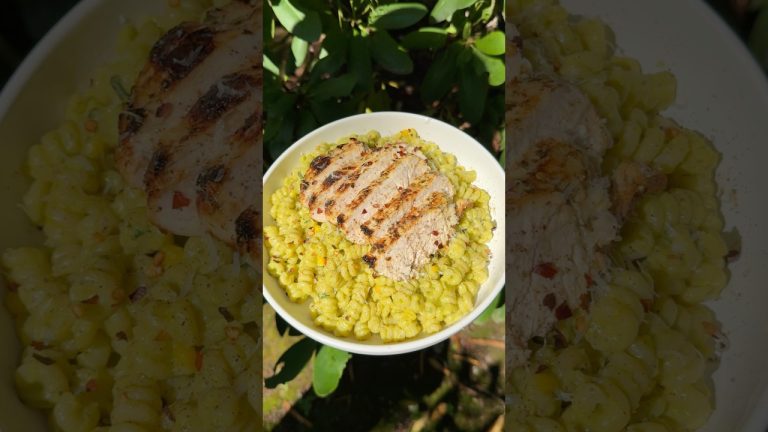 Corn and Basil Pasta with Chicken 🍝 #cooking #recipe #food #foodshorts