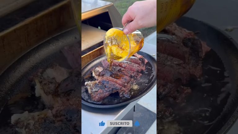 Juicy Garlic Butter Steak on the Grill | Perfect Medium Rare Steak Recipe #foodshorts #asmr #cooking
