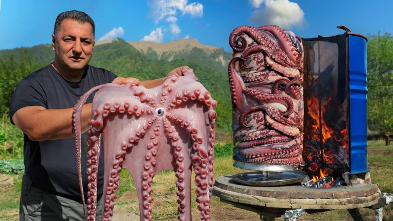 Grilled Octopus Doner Kebab – Spit-Roasted, Charcoal Finish