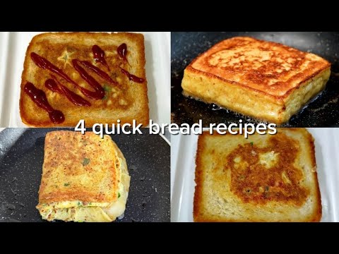 Just 5 minutes, 4 simple and delicious bread recipes | Egg toast |Bread Omelette Toast|Egg sandwich