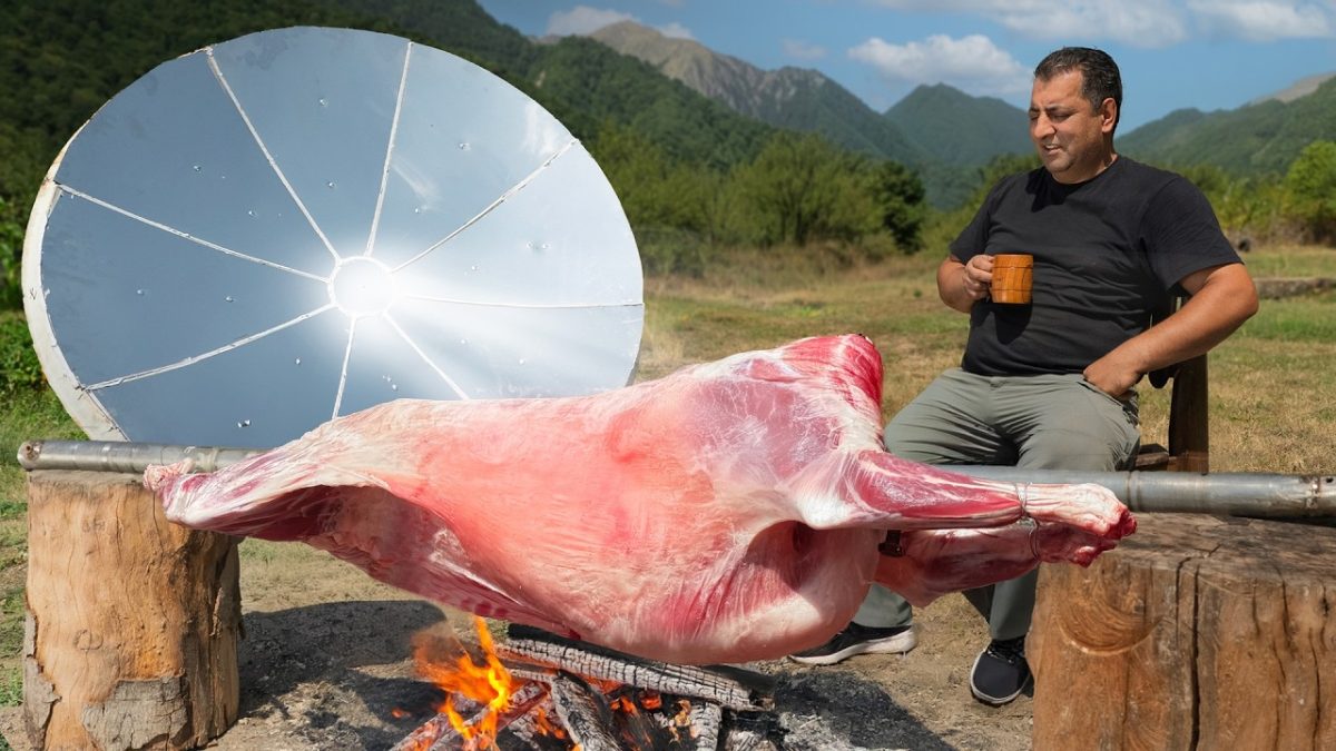 Whole Lamb Cooked on Solar BBQ with The Power of Sun!