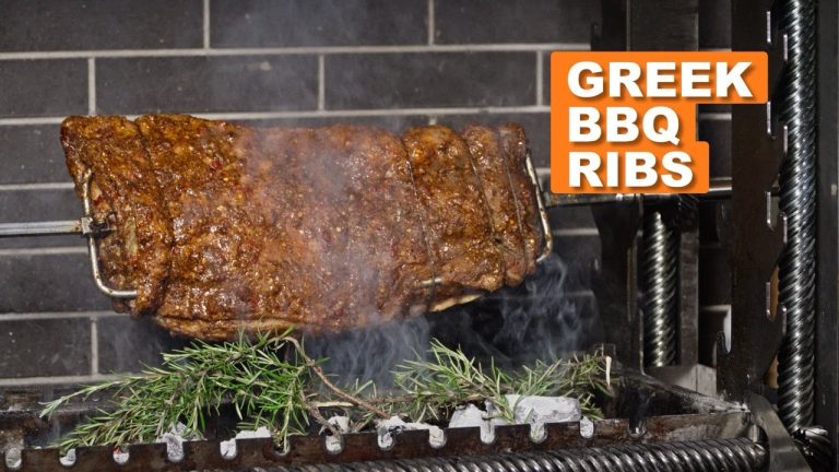 Pork Ribs with Olive Oil Marinade on the Spit (Greek Style BBQ)