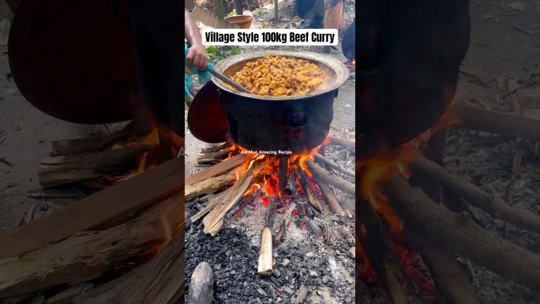 Amazing Village Style 100kg Beef Curry Cooking | Bangladeshi Village Food #villagelife #shorts