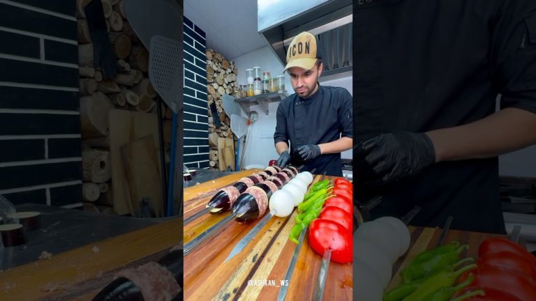 Eggplant kebab🍆🥩🔥#kebab #cooking #recipe #shorts