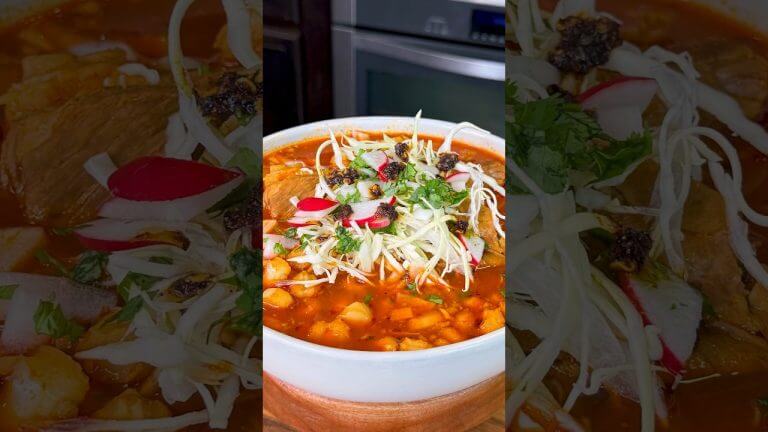 Red Pork Pozole (Pozole Rojo de Puerco) Easy Recipe #shorts