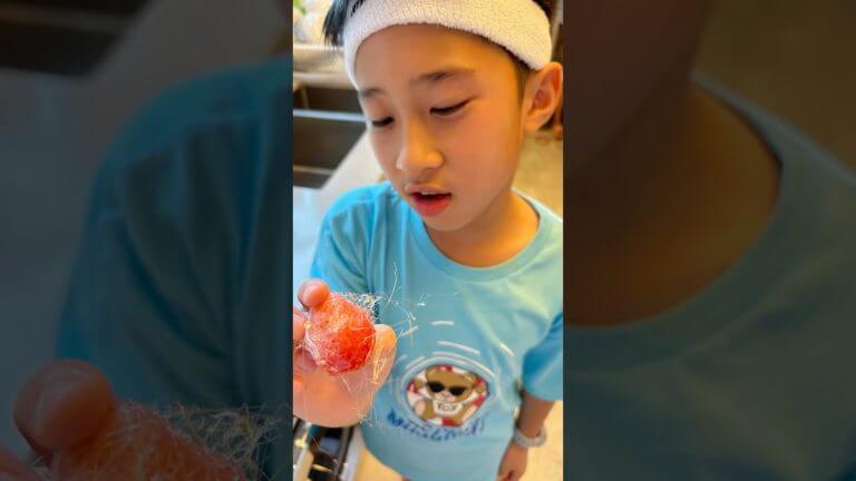 How to make TANGHULU COTTON CANDY 🍭Pretty and easy snack to make! Success! #shorts #food #snacks