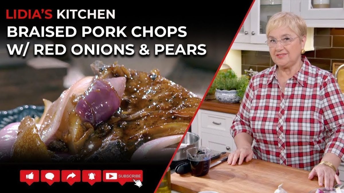 Braised Pork Chops with Red Onion & Pears