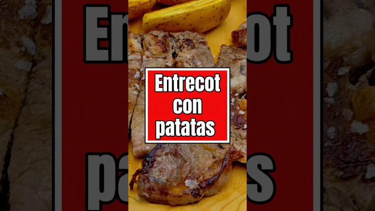 Entrecot de ternera aromatizado con aroma de Sarmiento y patatas.