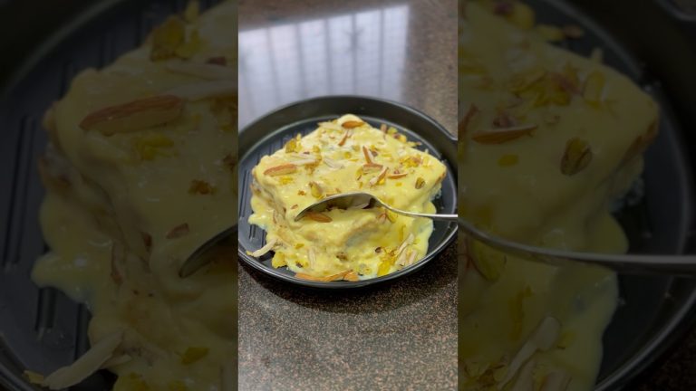 Custard Bread Dessert Recipe | Easy No Bake Bread Pudding | Milk Custard Sweet Dish