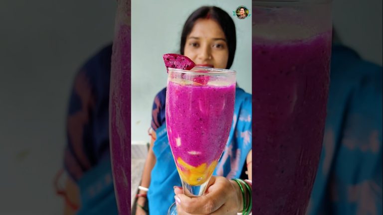 🔥Healthy Fruit Shake With Dragon Fruit Mango Banana🥭Tropical Fruit Shake🌿Smoothie🍁Drinks #shorts