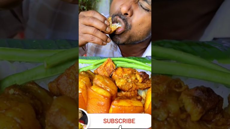 Spicy Spicy🔥 Pork Curry beans with Gravy Salad #porkchilly #cookingshow #eatingshow