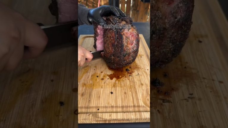 Juicy Smoked Prime Rib Sliced Perfectly 😍| Ultimate BBQ Roast Beef. #foodshorts #asmr #shorts #grill