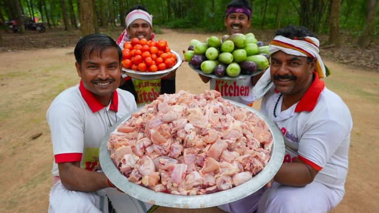 Chicken curry Daal and Bengali famous begun vaja cooking for village people | villfood Kitchen