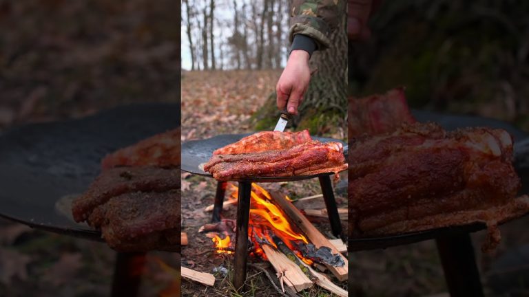 Cooking pork belly over fire