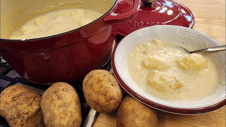 Creamy Potato Soup with Dumplings – Heirloom Recipe – The Hillbilly Kitchen #soup #recipe #potato