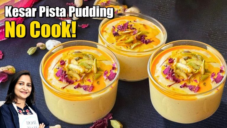 No Cook High Protein Kesar Pista Pudding | Healthy Diwali Sweet | Quick, Easy Festive Dessert Recipe
