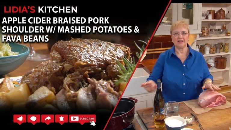 Apple Cider Braised Pork Shoulder w/  Mashed Potatoes & Fava Beans
