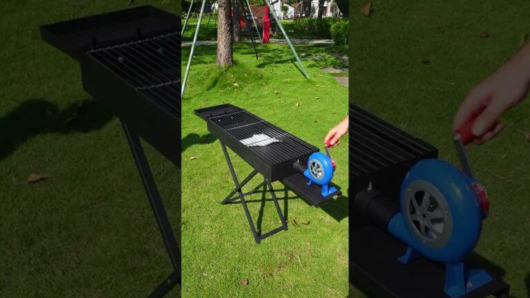 Foldable BBQ Grill with Blower: Perfect for Outdoor Grilling! #bbq#charcoalbbqgrill #outdoorcooking