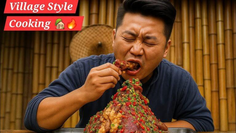Epic Village Cooking! Giant Spicy Pork Recipe 🌶️🔥 | Traditional Food That Will Blow Your Mind