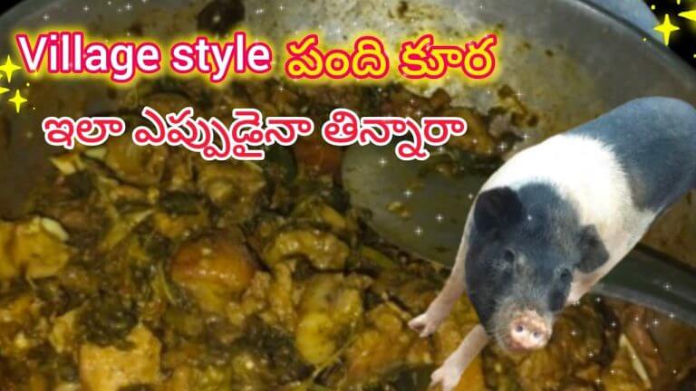 పంది కూర ఇలా తిను ఒకసారి ||pork recipe in telugu ||village pig curry recipe || desi pig curry style