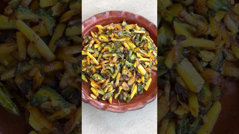 Simple Bitter Gourd & Potato Fry | Home Style Cooking #shorts #recipe #cooking #villagefood