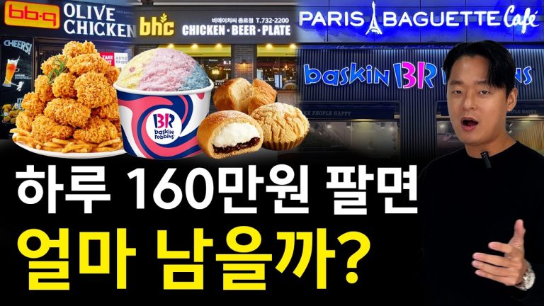 BBQ, BHC, 배스킨라빈스, 파리바게트 하루 160만원 팔면 누가 제일 많이 벌까?