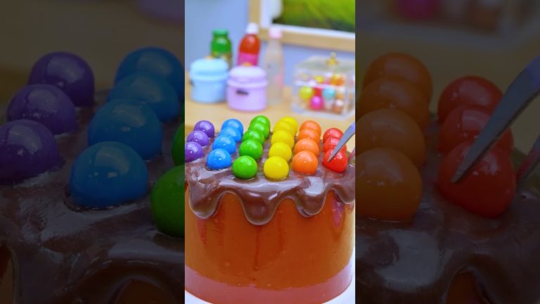 ASMR Mini Rainbow Cake Recipe with Chocolate 🌈🍫#short