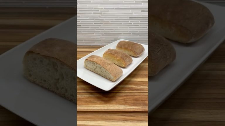 EASY CIABATTA BREAD – Full Recipe Link in Description #Bread #Baking #FoodShorts #Shorts