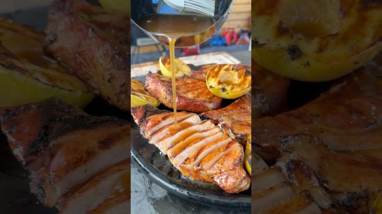 Smoked Apple Cider Glazed Pork Chops with Grilled Apples | Bear Mountain  Holiday Turkey BBQ Pellets