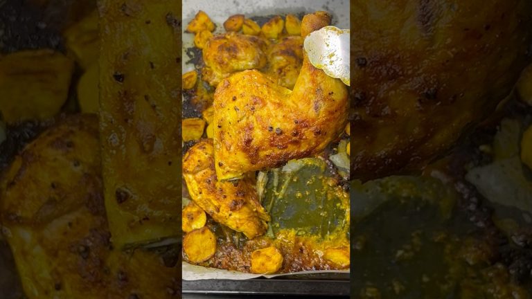 Smoky & Spicy Oven Baked Chicken & Potatoes #bakedchicken #chickenrecipe #chickendinner