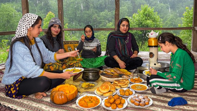 Butternut Squash Recipes & Traditional Bread | Village Girls Cooking on a Cozy Rainy Day 🎃