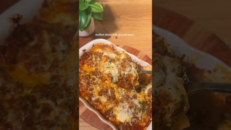 Cozy dinner idea. Stuffed shells with ground beef 🍝🍅 #cooking