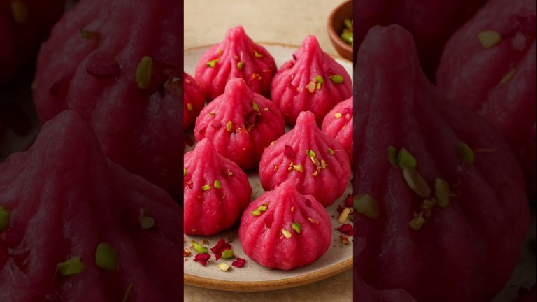 🌸 Rose Coconut Dry Fruit Modak | Unique Ganpati Special Sweet #modakrecipe #shorts #shortsfeed