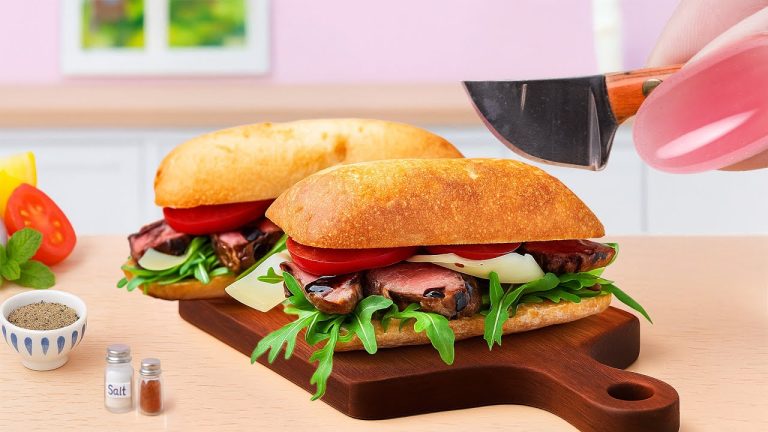 Best Of Mini Food Recipes – How To Make Mini Ultimate Beef Steak Sandwich | Mini By Yuna