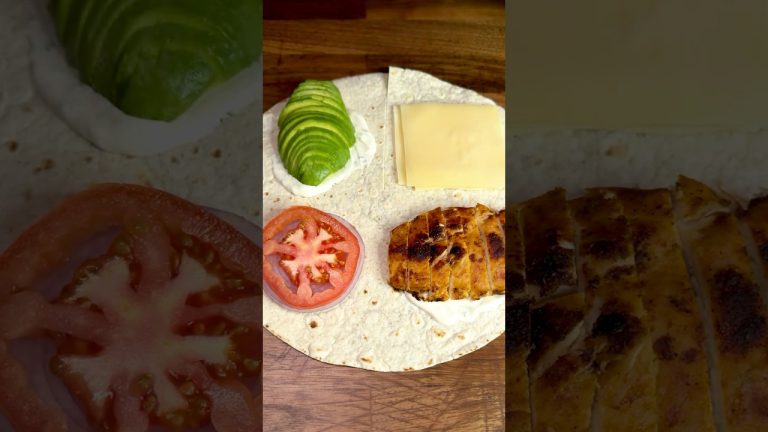 Chicken Avocado Tortilla Wrap! High Protein Recipe #shorts