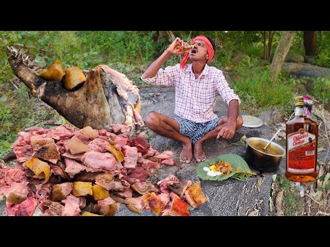 ASMR = Pork Gravy Recipe || Pork Different Teast Cooking and Eating in Village