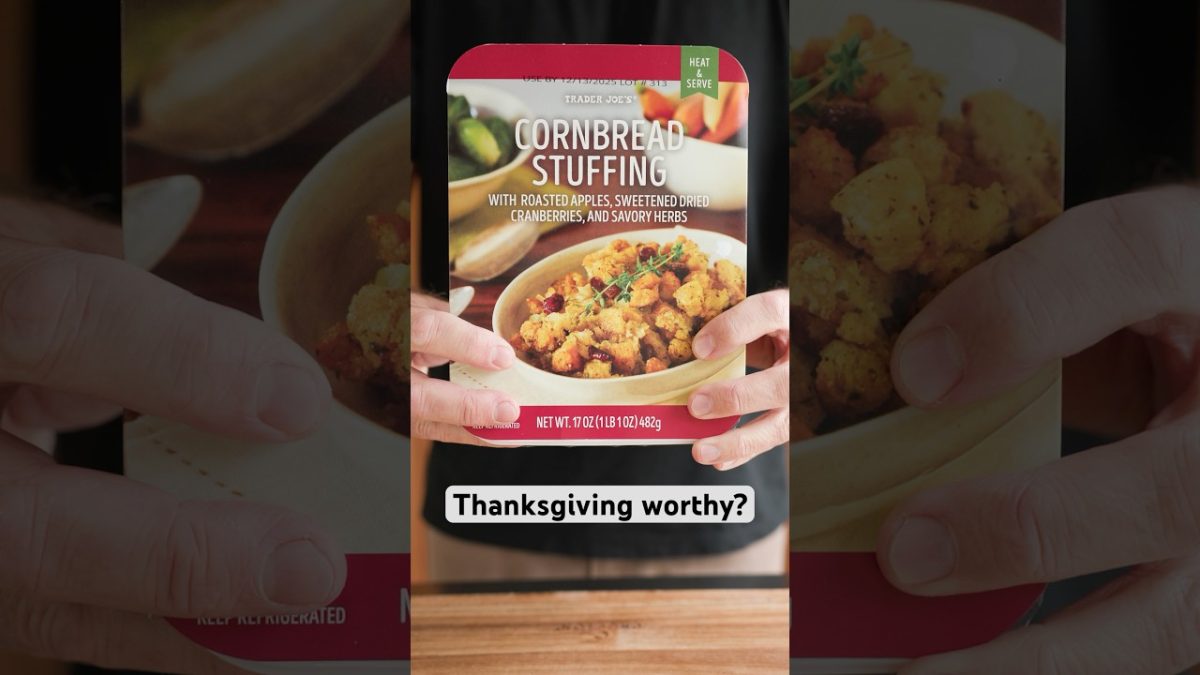 Trader Joe’s Holiday Taste Test: Cornbread Stuffing & Vanilla Bean Whipped Sweet Potatoes!