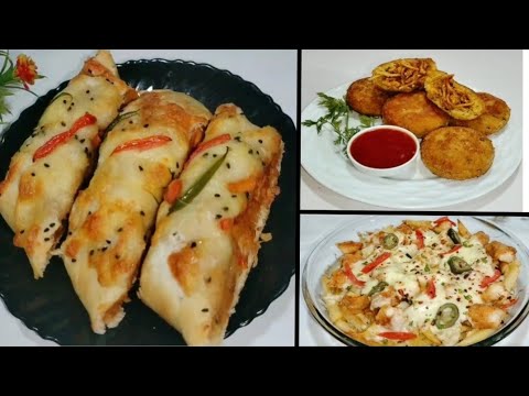 “Pizza Fries, Chicken Bread & Crispy Potato Noodles Cutlets | Easy Snacks  Recipe | Tea Time Special