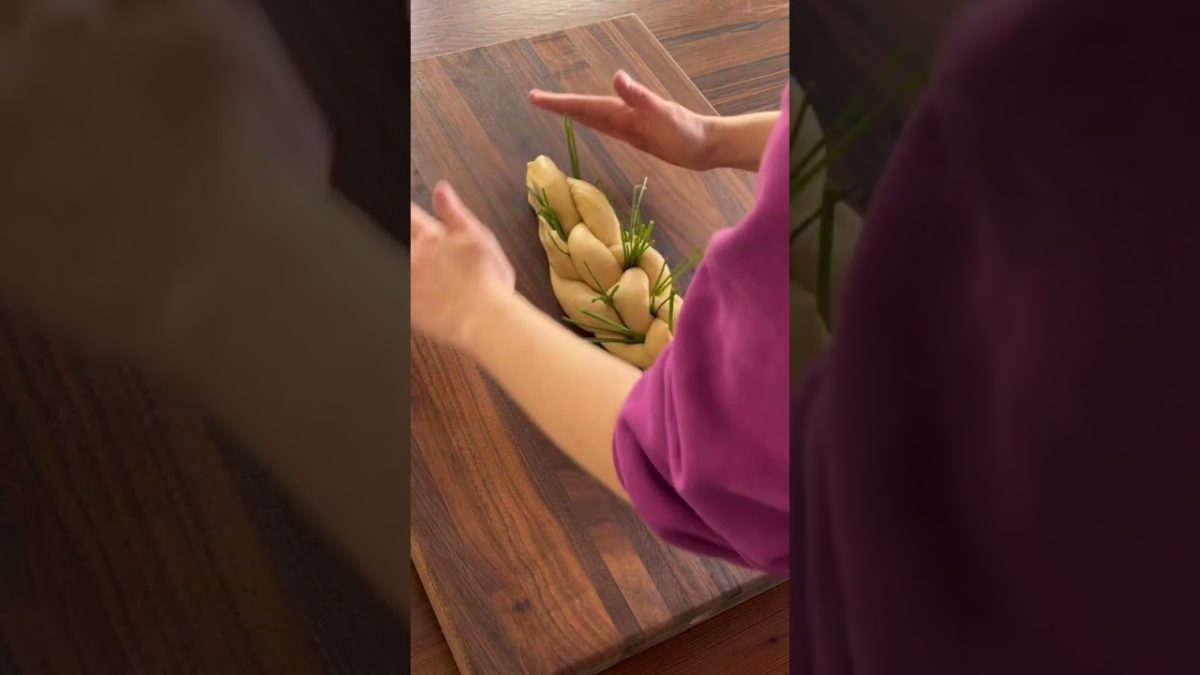 Challah bread with fresh herbs 🪴 #baking #challah #bread #shorts #food