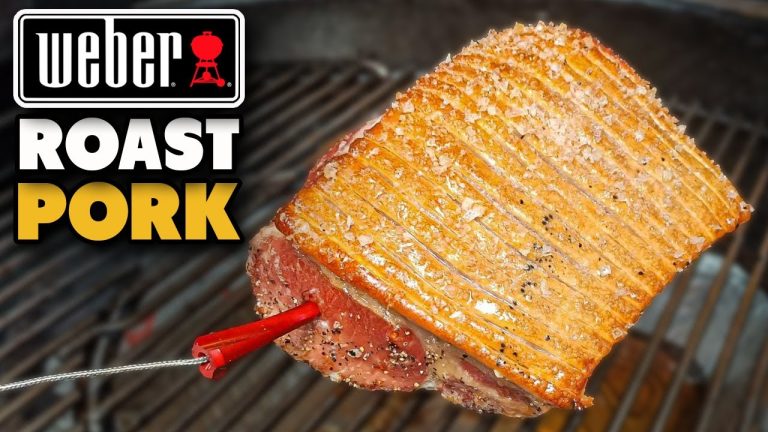 Roast pork loin in weber with perfect crackle by Schueys BBQ
