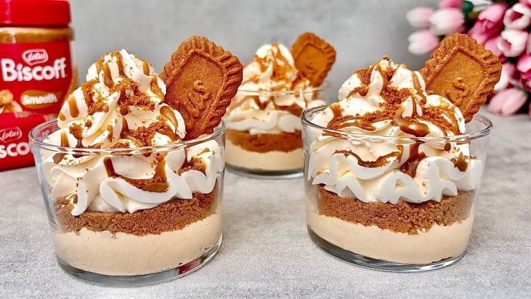 Lotus Biscoff Dessert Cups in 5 minutes! 3 Ingredient NO BAKE Dessert. Easy and Yummy!