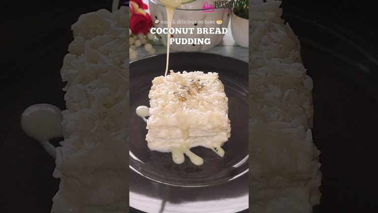 ✨ Easy & Quick Coconut Bread Pudding 🍮🥥 || No Bake Dessert Recipe #shorts #trendingshorts