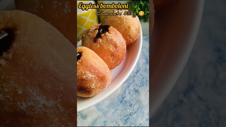 😋 Eggless bomboloni with chocolate filling #eggless donuts #food #recipe #cooking #trending #viral