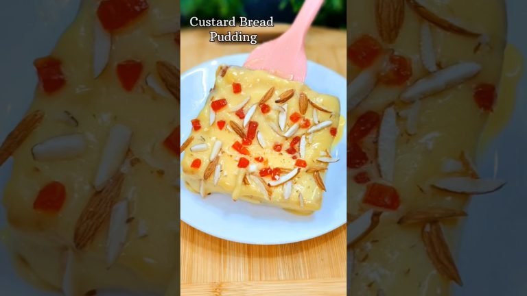 Custard Bread Pudding Recipe | Milk Powder Sweet Recipe #shorts #bread #milkbread #custard #recipe